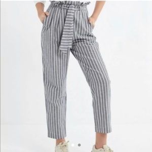 UO Gianna Striped High-Rise Paperbag pant